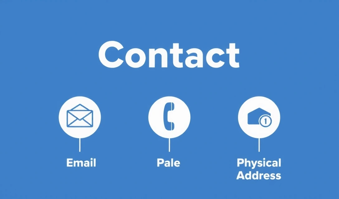 Illustrazione di un'interfaccia di contatto con email, telefono e indirizzo