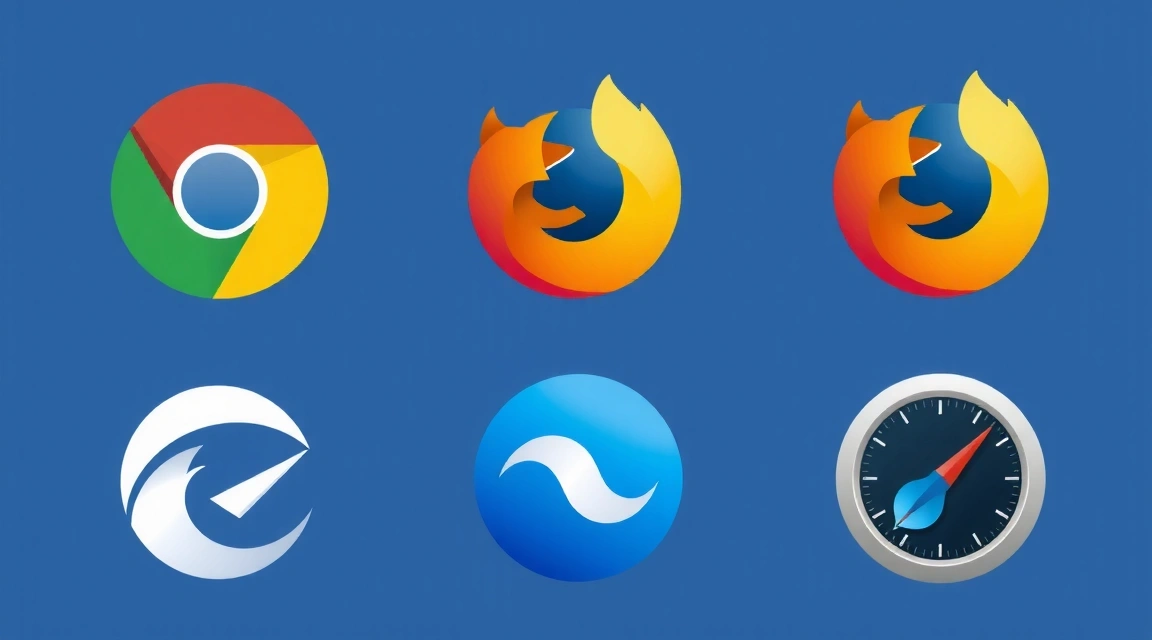 Vari loghi di browser web stilizzati in un'unica immagine