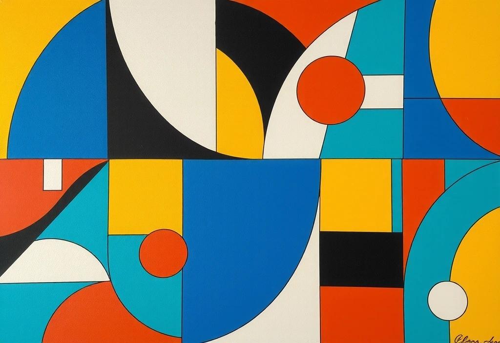 Un quadro astratto con colori vivaci e forme dinamiche