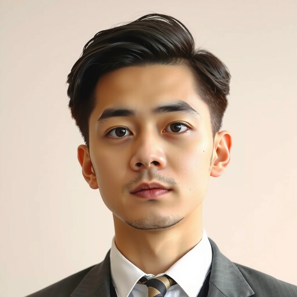 Ritratto di un uomo in giacca e cravatta, con espressione seria e professionale