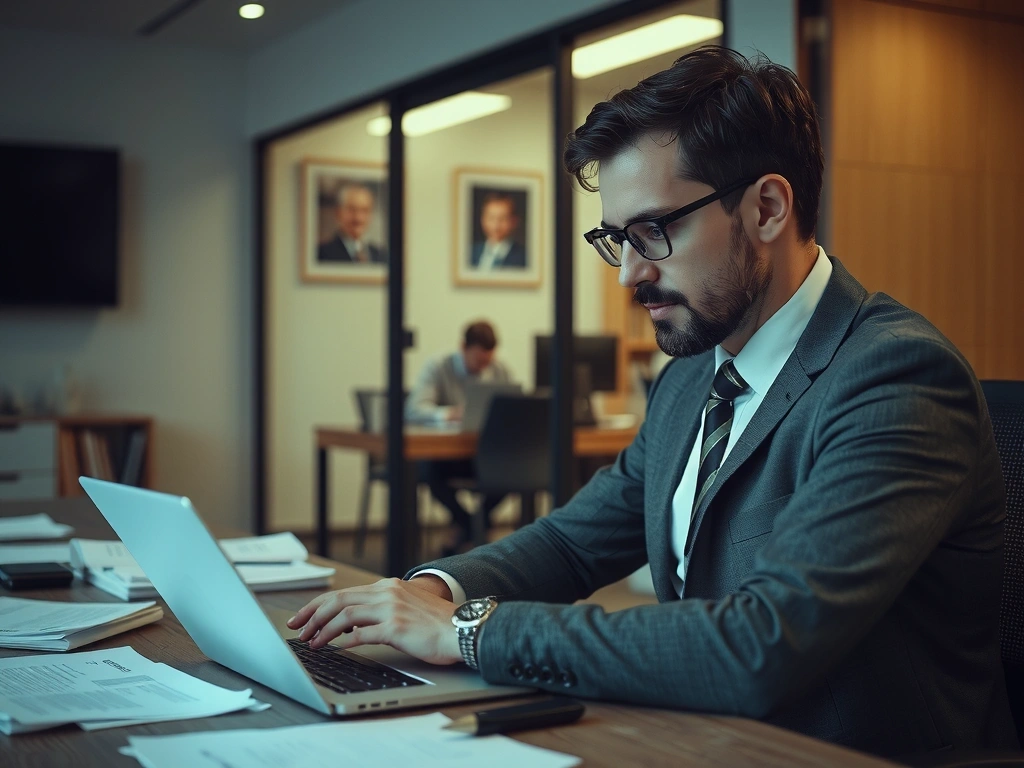 Giornalista che scrive un articolo di politica