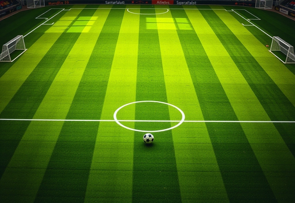 Immagine di un campo da calcio con un pallone