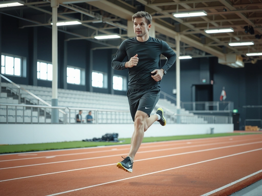 Un atleta che corre con sensori di monitoraggio
